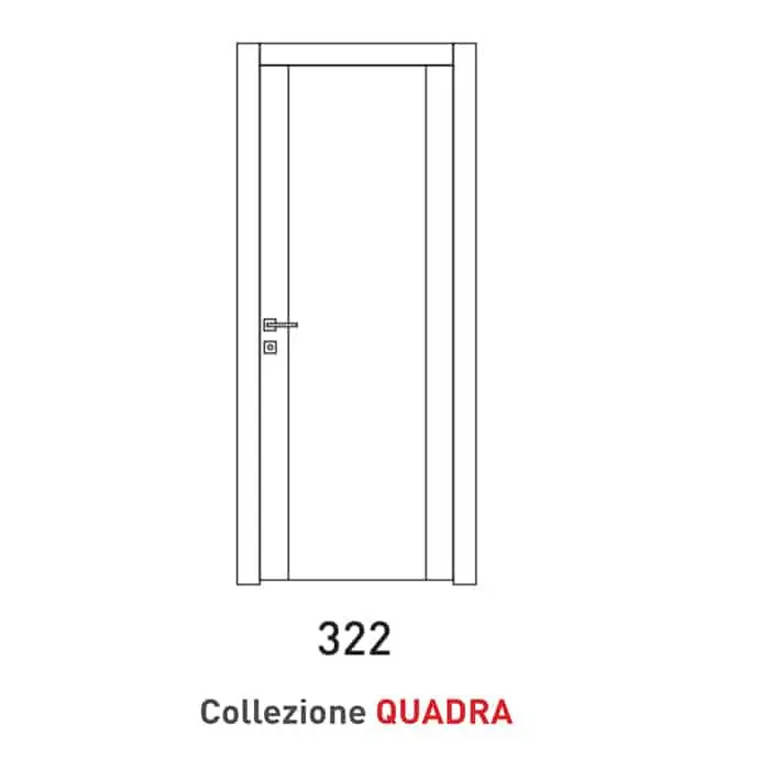 Porta a battente Viemme Porte serie Quadra modello 322, pannello liscio con 2 inserti metallici verticali Laatste Kans