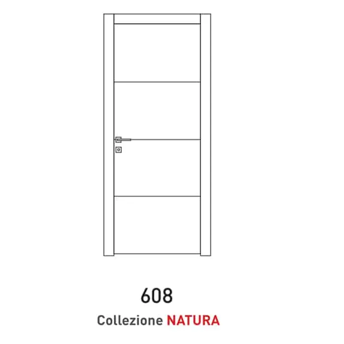 Aanbieding Porta a battente Viemme Porte serie Natura modello 608, pannello liscio con 3 inserti metallici orizzontali