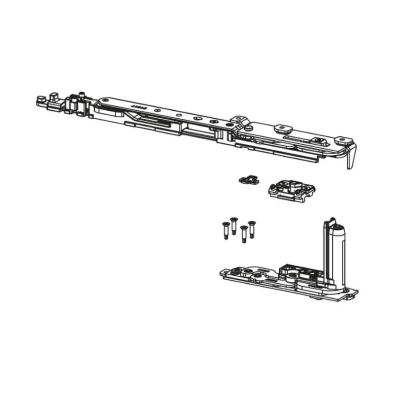 Kit cerniera braccio Chic 3D 130 Giesse per anta a ribalta Destra, profilo R40, larghezza 475-700 mm, portata 130 Kg, Acciaio e Zama finitura Silver Laatste Versie