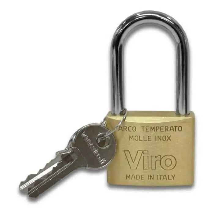 Dagaanbieding Lucchetto rettangolare 312.64 Viro, arco lungo, dimensioni 40x32x15 mm, diametro arco 6 mm