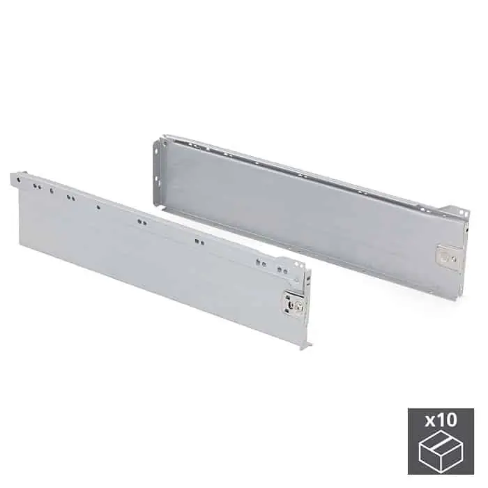 Kit Emuca per cassetto esterno cucina Ultrabox, dimensioni 150x500 mm, portata 25 Kg, colore Grigio Metallizzato Lage Kosten