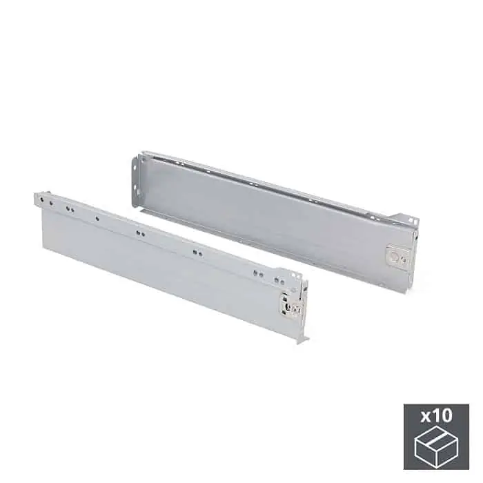 Premium Kit Emuca per cassetto esterno cucina Ultrabox, dimensioni 118x400 mm, portata 25 Kg, colore Grigio Metallizzato