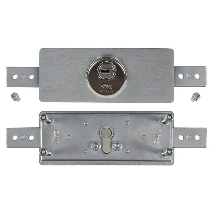 Gecertificeerd Serratura centrale corazzata Viro 8271 per serranda con rosetta, per cilindro profilato, dimensioni 160x60 mm, altezza cassa 22 mm