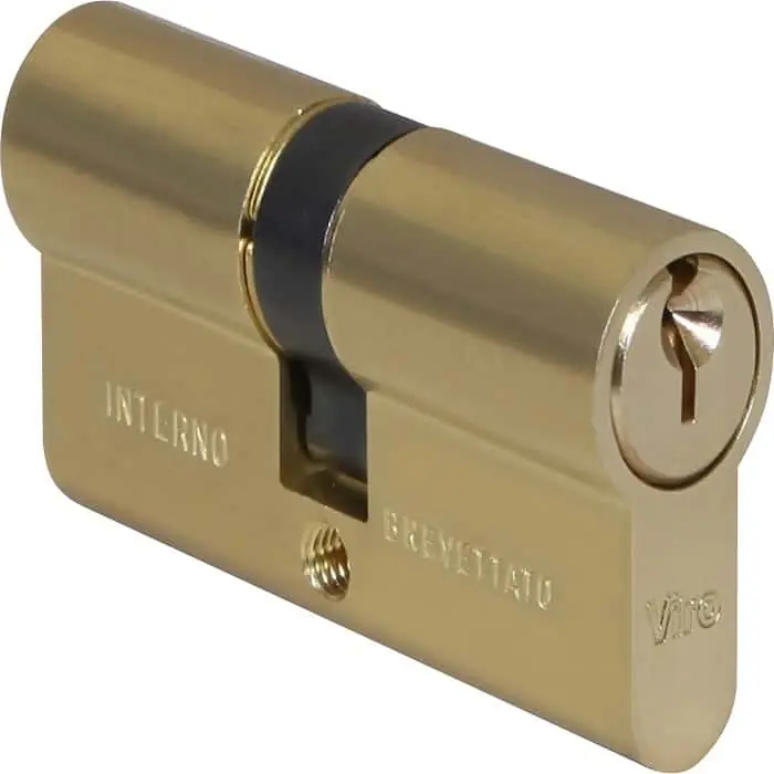 Cilindro doppio 726 Viro per serratura da infilare, profilo europeo, lunghezza 80 mm (27+53), 4 pistoncini, materiale Ottone Goedkoop
