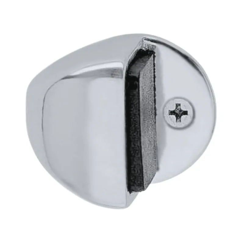 Direct Beschikbaar Fermaporta L190 Valli Valli a pavimento per interni, dimensione 34x24 mm. gommino nero, Ottone finitura Cromato Opaco