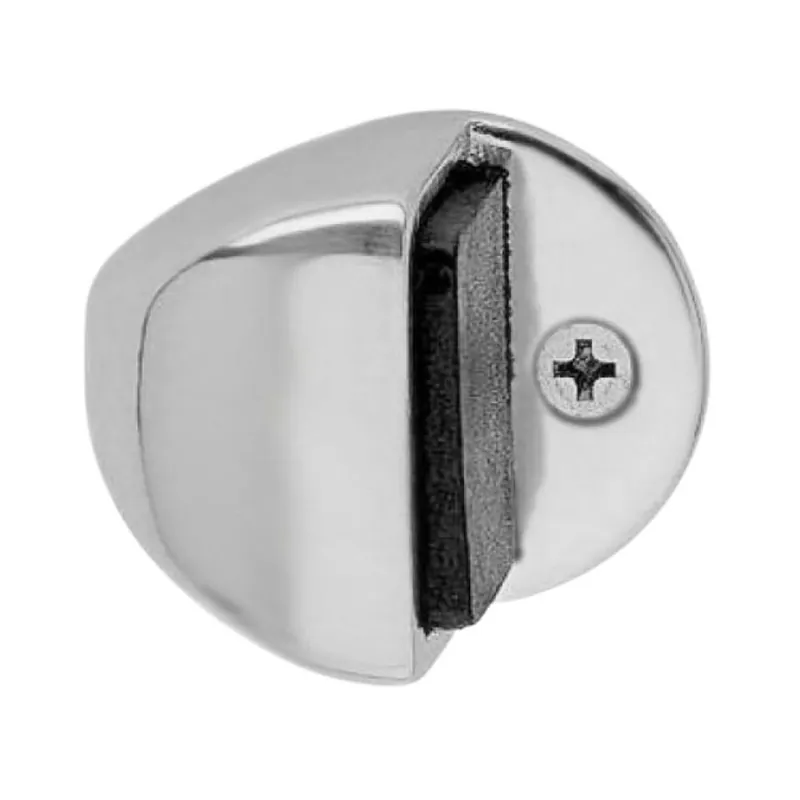 Fermaporta L190 Valli Valli a pavimento per interni, dimensione 34x24 mm. gommino nero, Ottone finitura Cromato Lucido Laatste Kans