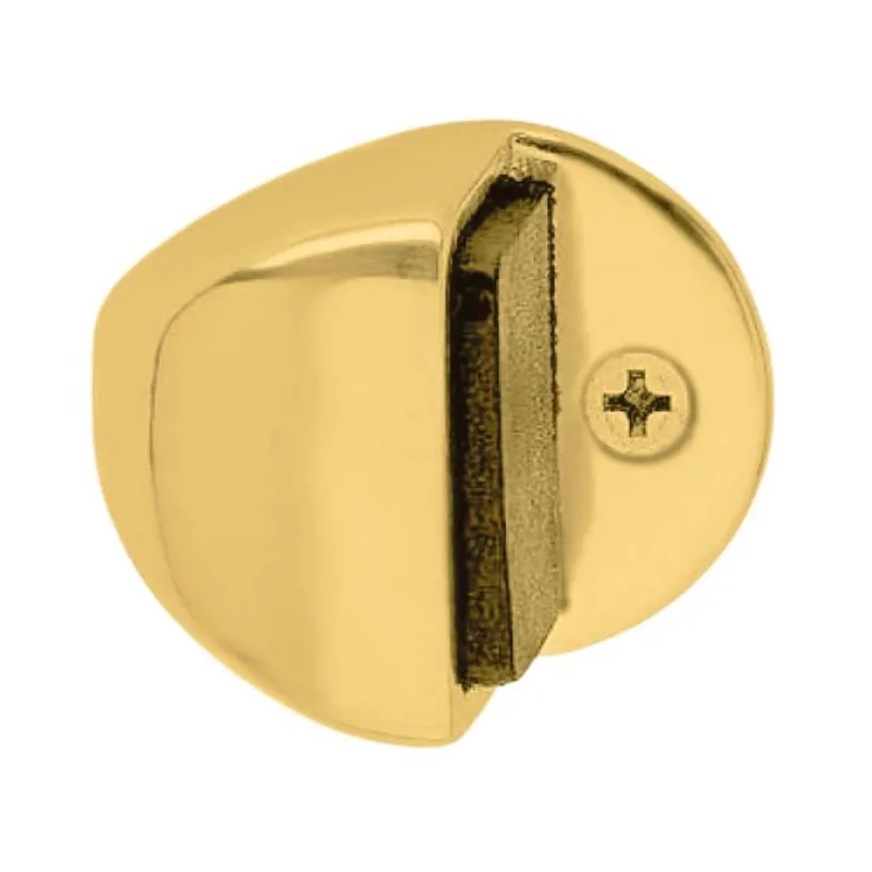 Bestseller Fermaporta L190 Valli Valli a pavimento per interni, dimensione 34x24 mm. gommino nero, Ottone finitura Oro Lucido