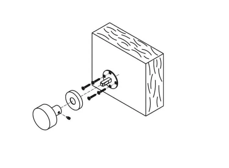 Weekendaanbieding Fissaggio per pomolo singolo Valli e Valli, su rosetta diametro 50 mm, per porte con quadro solidale e viti a legno