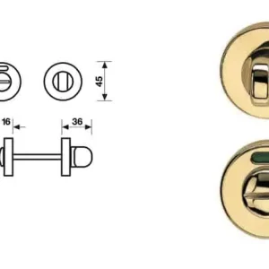 Chiavistello per porta WC Valli e Valli con indicazione sicurezza, diametro 45 mm, altezza 45 mm, in ottone, finitura Cromosat Korting