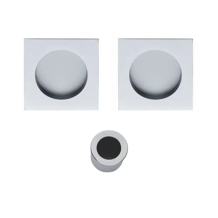 Must-Have Maniglia quadra K1232 Bess Valli per porta scorrevole, foro cieco, dimensione 65x65 mm, Ottone finitura Cromo Satinato