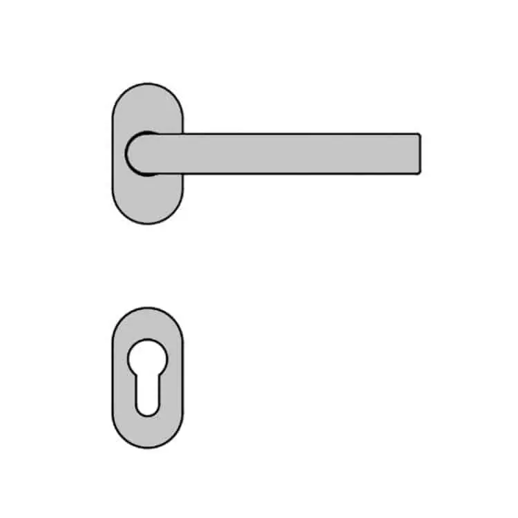 Gecertificeerd Maniglia per porta Valli e Valli H 1046 serie Nais, con rosetta e bocchetta ovale, foro Yale, finitura Cromo Lucido