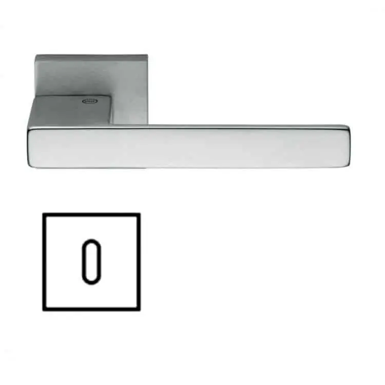 Koop Vandaag Maniglia per porta Valli e Valli H 1045 serie Bess, rosetta e bocchetta quadrata, foro Normale, finitura Cromo Satinato