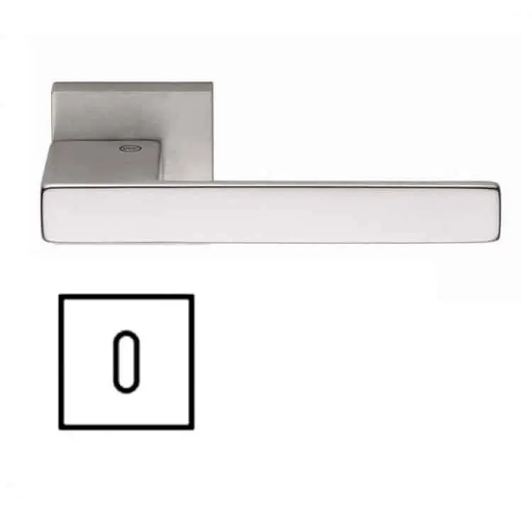 Maniglia per porta Valli e Valli H 1045 serie Bess, rosetta e bocchetta quadrata, foro Normale, finitura Cromo Lucido/Cromo Satinato Koop Online