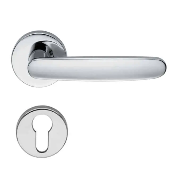 Maniglia per porta Valli e Valli H 1043 serie Alcina, con rosetta e bocchetta tonda, foro Yale, finitura Cromo/Cromosat Koop Vandaag