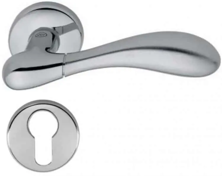 Valli & Valli serie H 1003 Croco Maniglia per porta interna rosetta bocchetta tonda foro per cilindro Cromo/Cromo satinato Bestel Nu