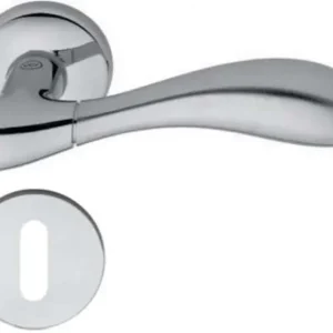 Koop Online Valli & Valli serie H 1003 Croco Maniglia per porta interna rosetta bocchetta tonda foro normale Cromo/Cromo satinato