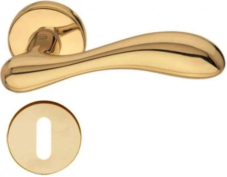Op = Op Valli & Valli serie H 1003 Croco Maniglia per porta interna rosetta bocchetta foro normale Oro lucido