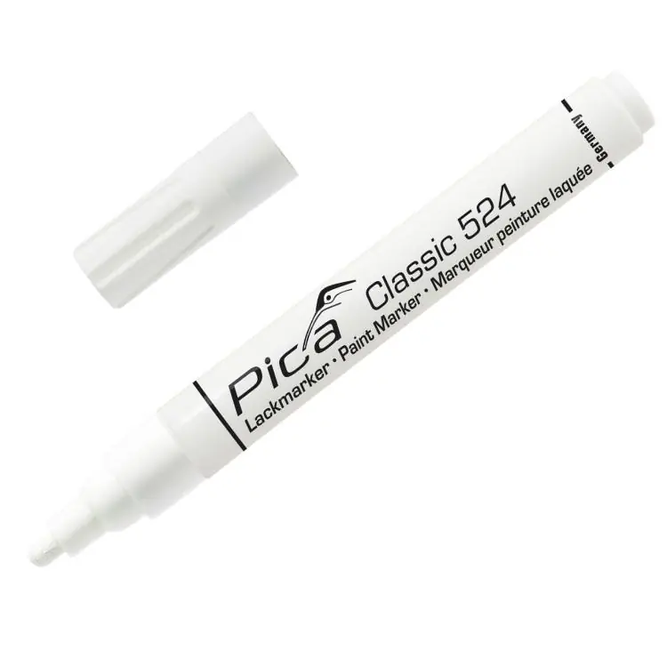 Dagaanbieding Pennarello industriale Pica Classic 524, a vernice laccata, punta tonda, colore Bianco