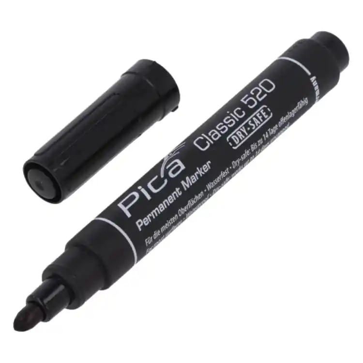 Pennarello indelebile Classic 520 Pica, punta tonda, resistente all‘acqua, colore Nero Merkproduct
