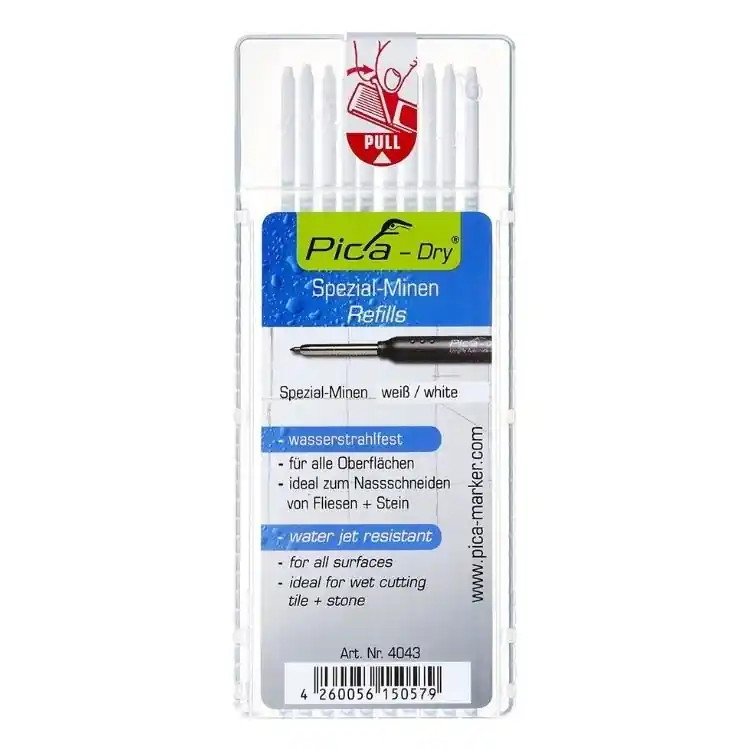 Gratis Retour Mine speciali di ricambio 4043 per Marcatore Pica Dry, resistenti all‘acqua, colore Bianco, astuccio da 10 pezzi