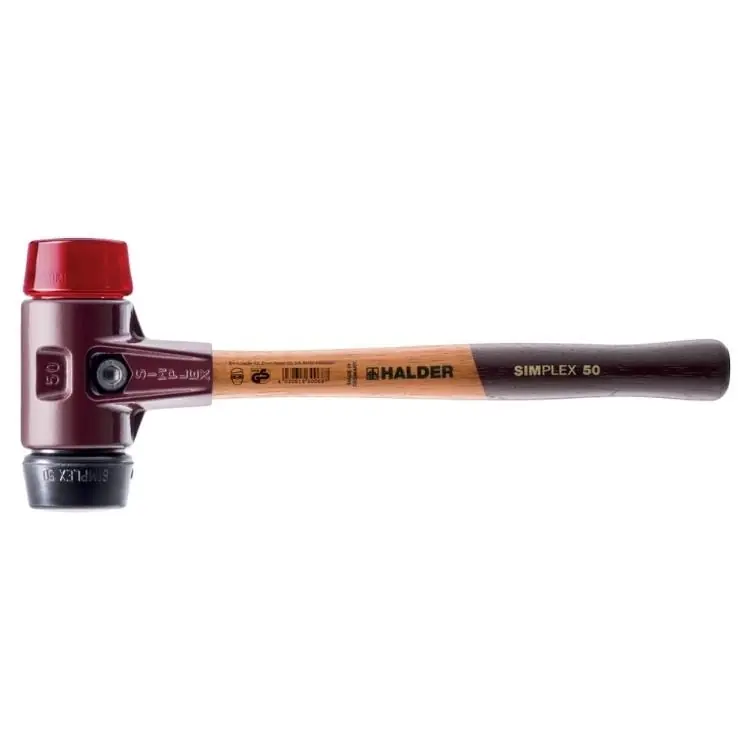 Mazzuola Simplex 3026 Halder, diametro 50 mm, manico in Legno, inserti in Gomma Nera - Plastica Rossa Flitsaanbieding