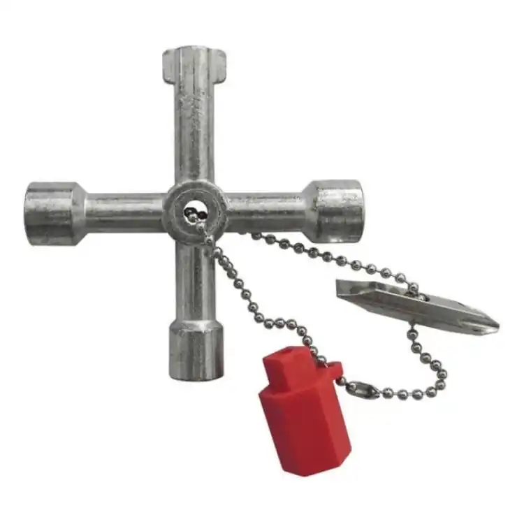 Chiave universale 173 Vbw per quadri elettrici, con 3 bocche quadrate, 1 triangolare e 1 tonda Korting