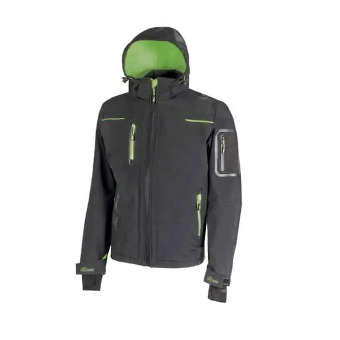 Giacca U Power Space da lavoro, linea Future, antivento, tessuto Softshell impermeabile, taglia L, colore Asphalt Grigio Verde Speciale Aanbieding