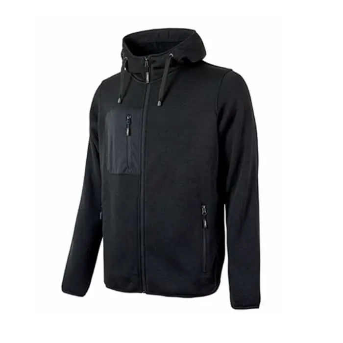 Hoge Kwaliteit Felpa U Power Rainbow da lavoro, linea Enjoy, chiusura full zip, tessuto poliestere con interno pile, taglia L, colore Black Carbon