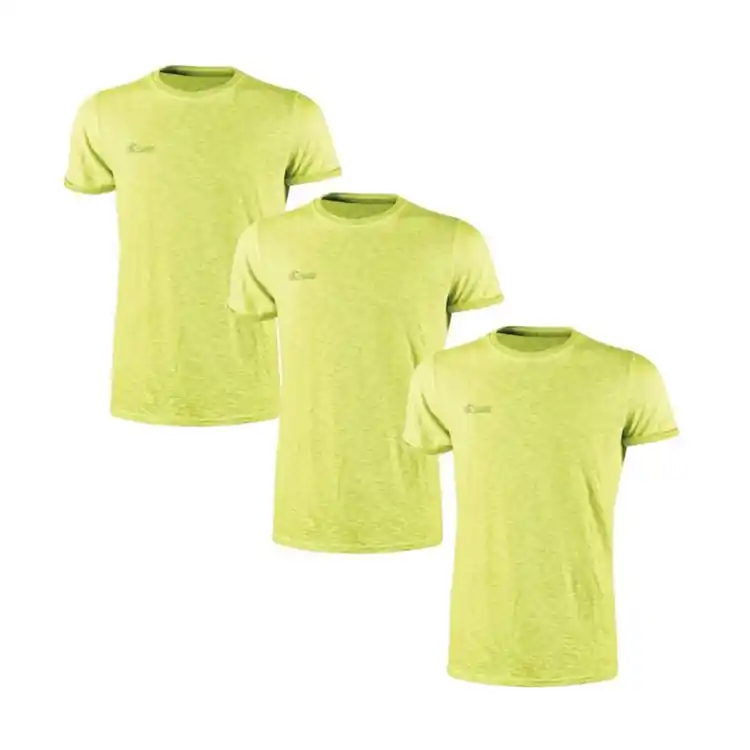 Lage Kosten Confezione 3 T-shirt U Power Fluo da lavoro, linea Enjoy girocollo, tessuto cotone, taglia XL, colore Giallo Fluo