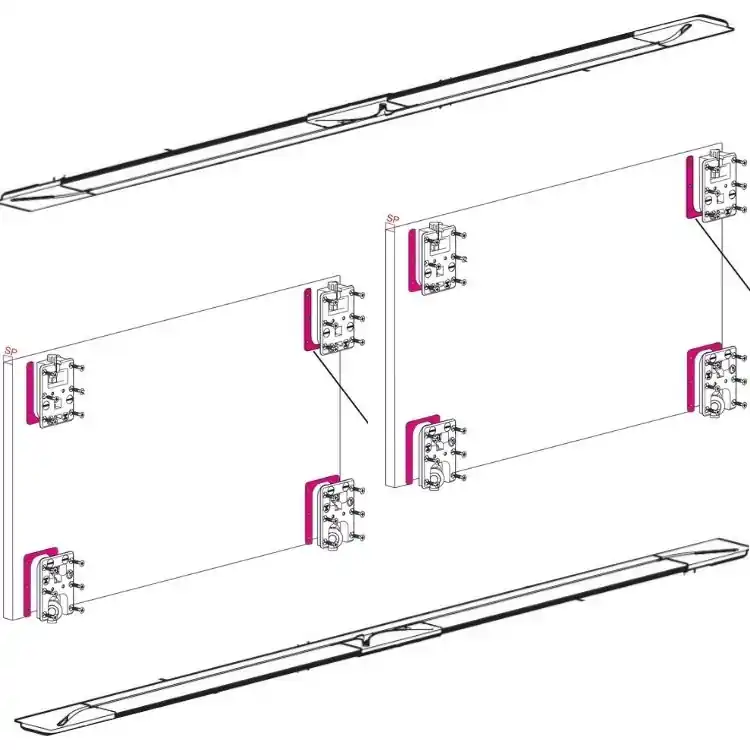 Bestel Nu Kit Switch K.1372 Terno per ante complanari da mobile, ante da 750 mm, peso massimo 20 Kg, finitura Argento