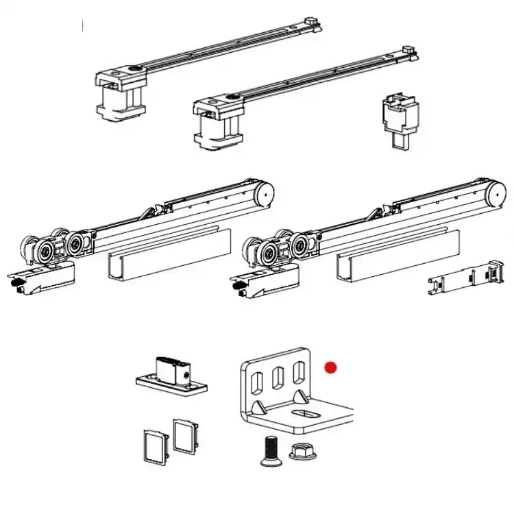 Guarnitura scorrevole Evolution Fluid K.120.2.3.S Terno per porta da interno con staffa a scomparsa e fermo ammortizzato, portata 120 Kg Voordeelprijs