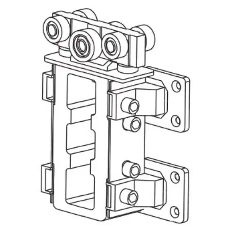 Favoriet Carrello Zig Zag 873 Terno per anta a libro, parte superiore con 6 rulli e 4 cerniera incasso diametro 35 mm, finitura Nichelata