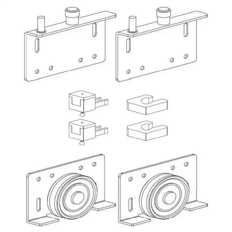 Direct Beschikbaar Kit Scorribase 608-610 Terno per ante scorrevoli sovrapposte, portata 60 Kg, finitura Bronzo
