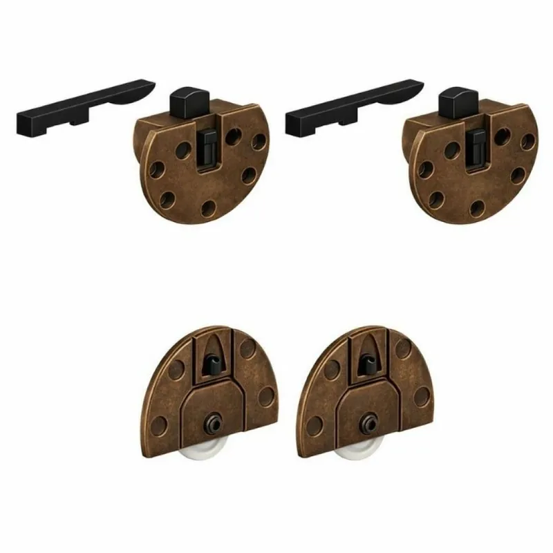 Snelle Levering Kit Scorribase 639-655 Terno per ante scorrevoli sovrapposte, portata 50 Kg, finitura Bronzato