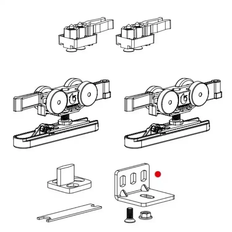 Guarnitura scorrevole Classic 80/T/G/AU/CON Terno per porta da interno, con staffa a scomparsa e fermo a pinza, portata 80 Kg Seizoensaanbieding