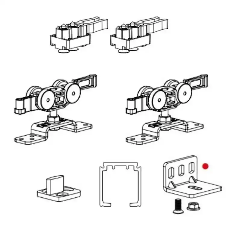 GUARNITURA COMPLETA Kit scorrevole Classic 80/T/P/NR Terno per porta da interni, completo di guarnitura scorrevole e binario da 2000 mm, portata 80 Kg, Alluminio Anodizzato Argento Nieuw