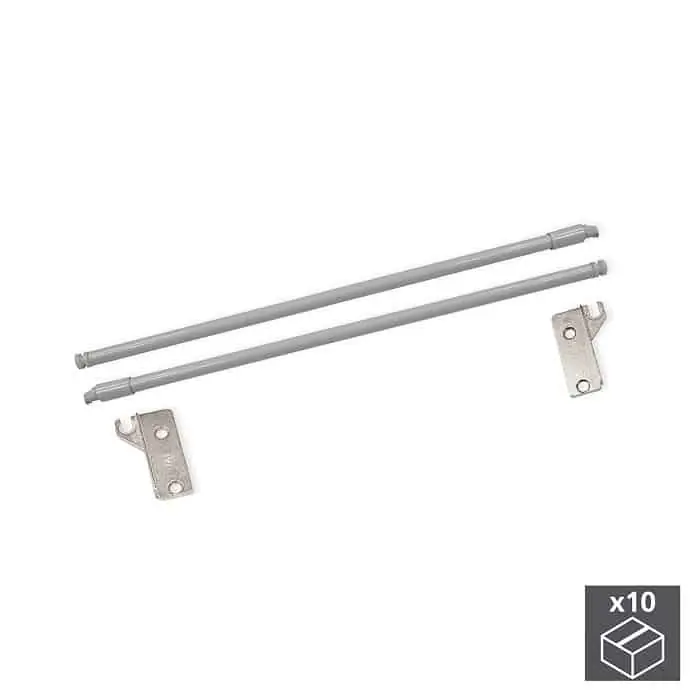 Populair Set 10 astine Emuca per cassetto esterno Ultrabox, dimensioni 10x400 mm, colore Grigio Metallizzato