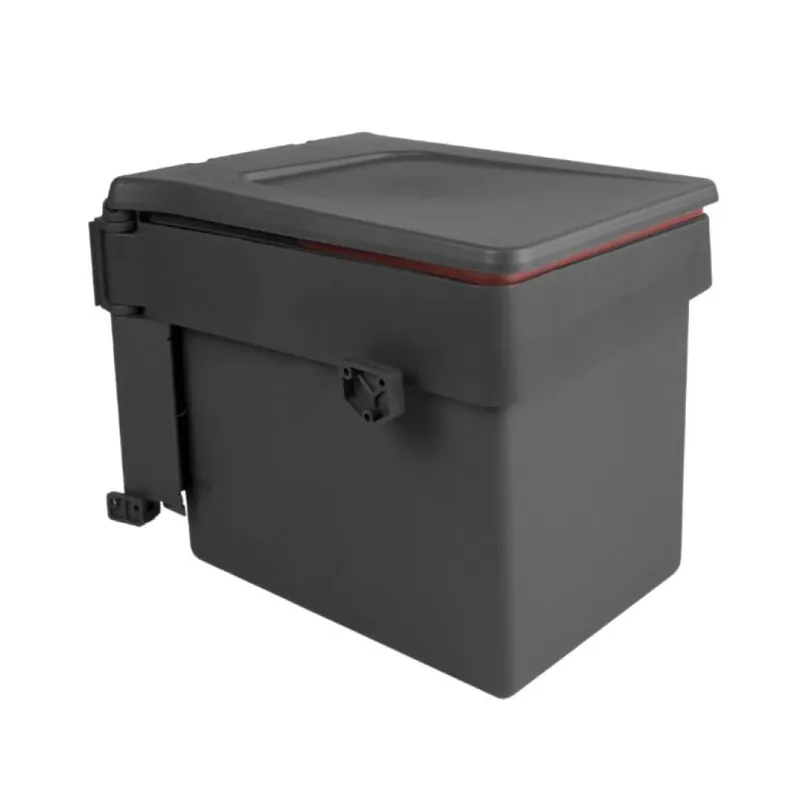 Pattumiera apertura automatica Recycle Emuca per fissaggio anta con coperchio, 1 cesto 15 lt, Plastica finitura Antracite Alleen Vandaag