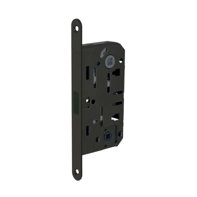 Must-Have Serratura Polaris 2XT Wc incasso B06102 Agb per porta da bagno, entrata 50 mm, interasse 96 mm, bordo tondo 196x18 mm, Acciaio finitura Verniciato Nero Opaco