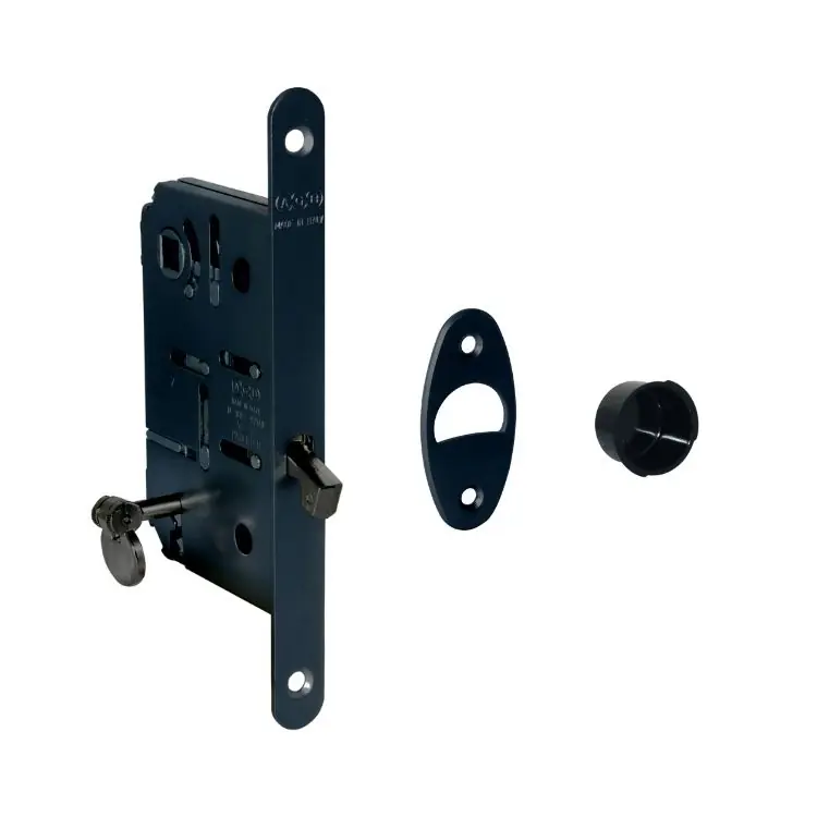 Serratura Scivola T AGB, quadro maniglia e chiave, frontale 16x168 mm, colore Nero Opaco Direct Verzonden