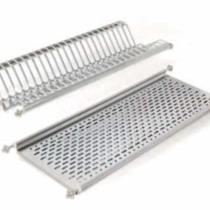 Scolapiatti in acciaio per cucina, larghezza modulo 450 mm, regolabile da 385 a 420 mm, finitura Acciaio Inox Lage Kosten