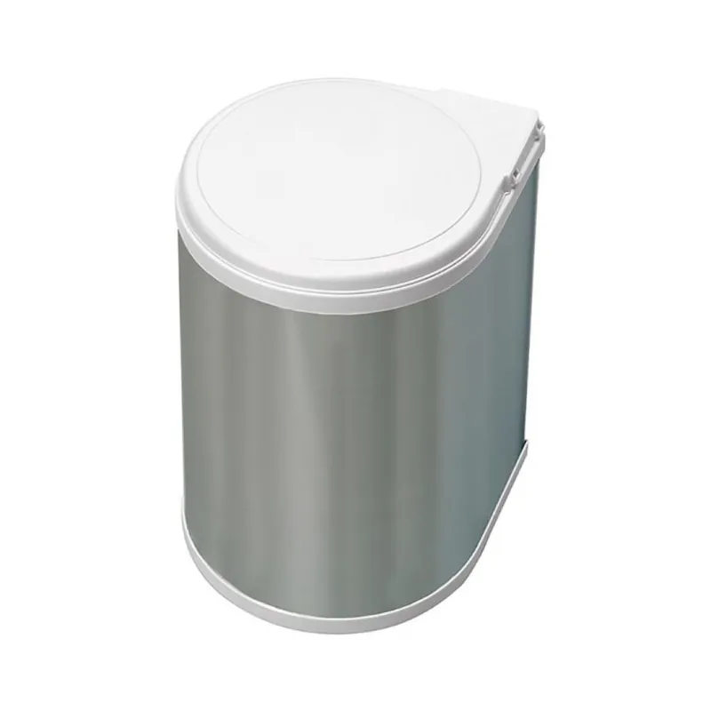 Laatste Kans Pattumiera tonda apertura automatica Emuca per fissaggio anta con coperchio, 1 cesto 13 lt, Tecnoplastica finitura Acciaio Inox