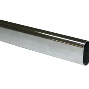 Tubo ovale Emuca per appenderia, dimensione 15x30 mm, lunghezza 2400 mm, Acciaio finitura Cromato Lucido Bestel Nu