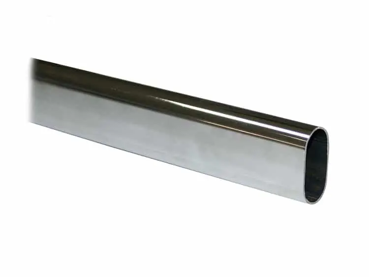 Tubo ovale Emuca per appenderia, dimensione 15x30 mm, lunghezza 2400 mm, Acciaio finitura Cromato Lucido Bestel Nu