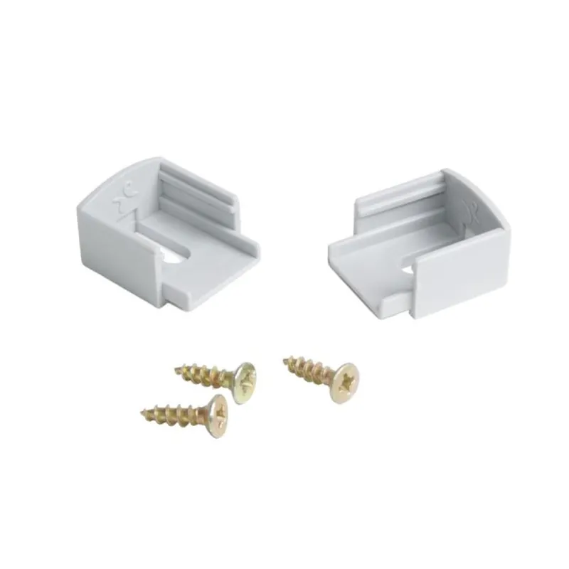 Kit 2 testate di chiusura Emuca, per sistema illuminazione led esterno Lynx, Plastica finitura Grigia Hete Deal