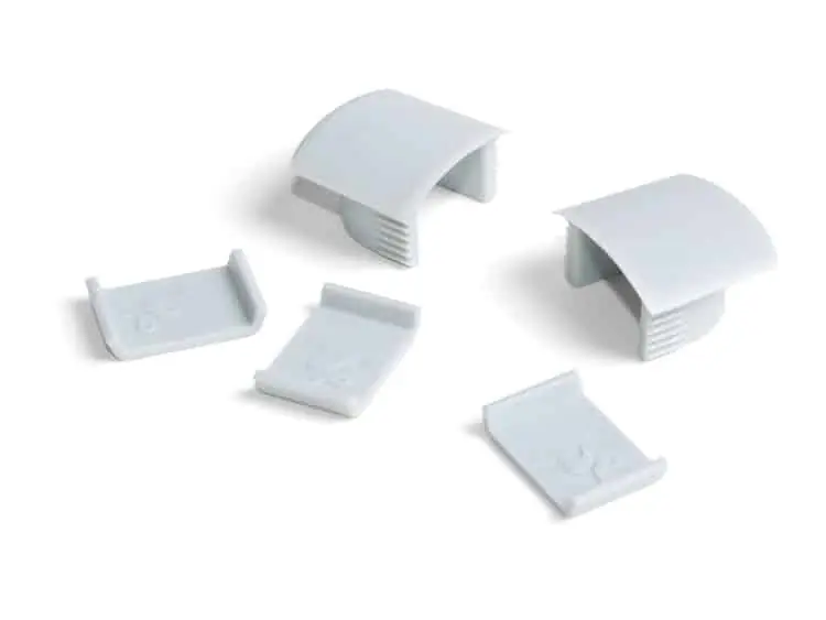 Kit 2 testate di chiusura Emuca, per sistema illuminazione led incasso Lynx, Plastica finitura Grigia Must-Have