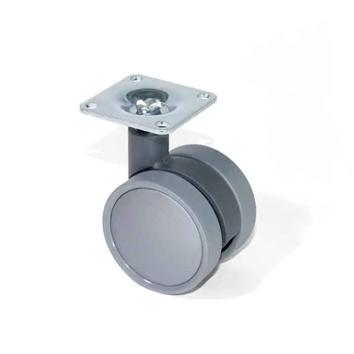 Fabrieksprijs Ruota girevole Bowl EMUCA su piastra in acciaio e plastica, finitura grigia con gomma grigia, diametro 50 mm, altezza 73 mm