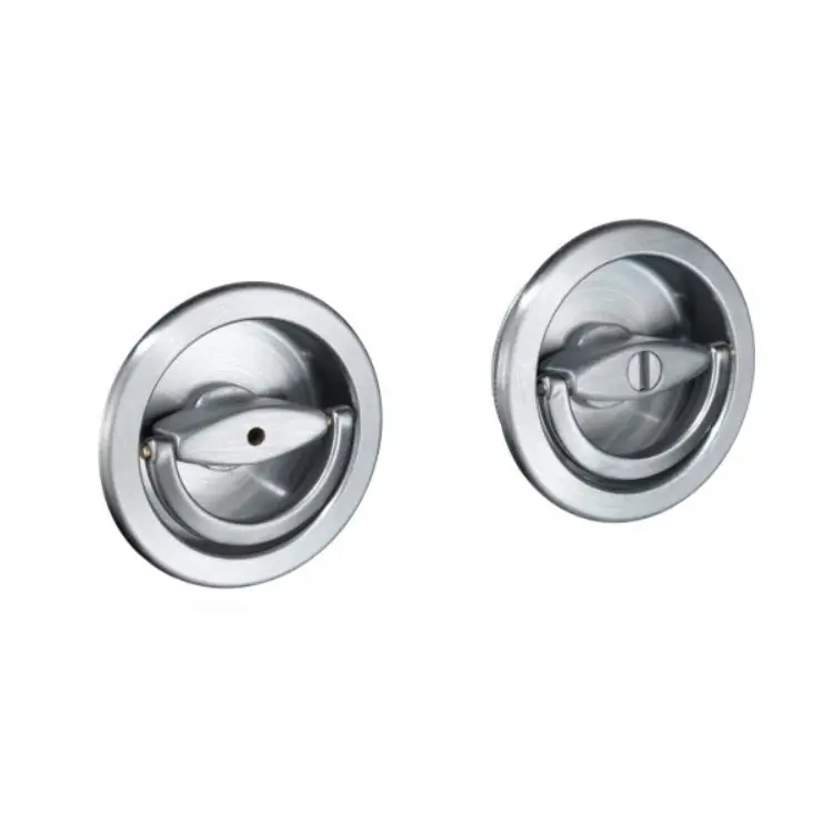Hete Deal Kit manigliette Duetto senza serratura AGB per porta scorrevole e pieghevole spessore 38-48 mm, diametro 48 mm, sistema attivo-attivo, finitura Cromato satinato