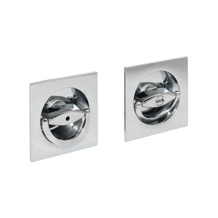 Kit manigliette Duetto quadri senza serratura AGB per porta scorrevole e pieghevole spessore 38-48 mm, diametro 48 mm, sistema attivo-attivo, finitura Cromato satinato Speciale Aanbieding