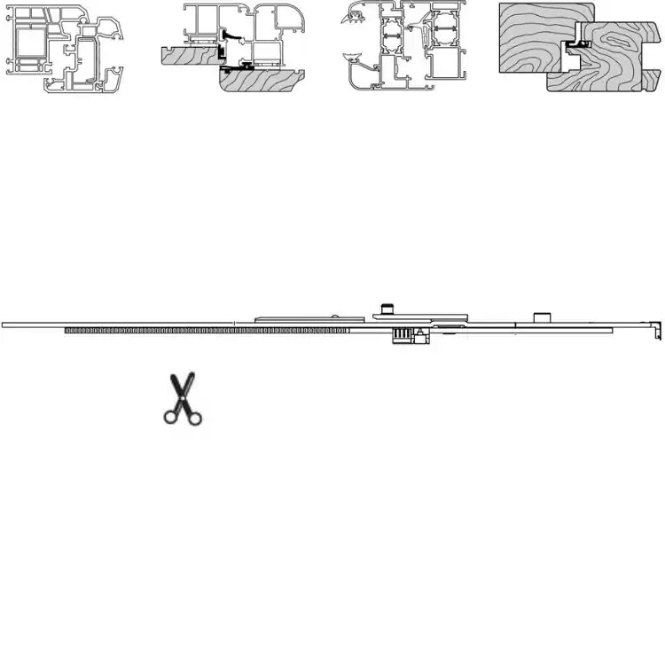 Actieprijs Fusto forbice A50510.00.03 Artech AGB per braccio A519xx.xx.xx, parte fresata serramento, lunghezza 594-804 mm